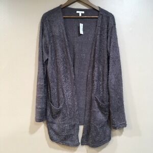 Maurices‎ Eyelash Knit Open Front Cardigan Womens XL Purple Cozy Casual Pockets